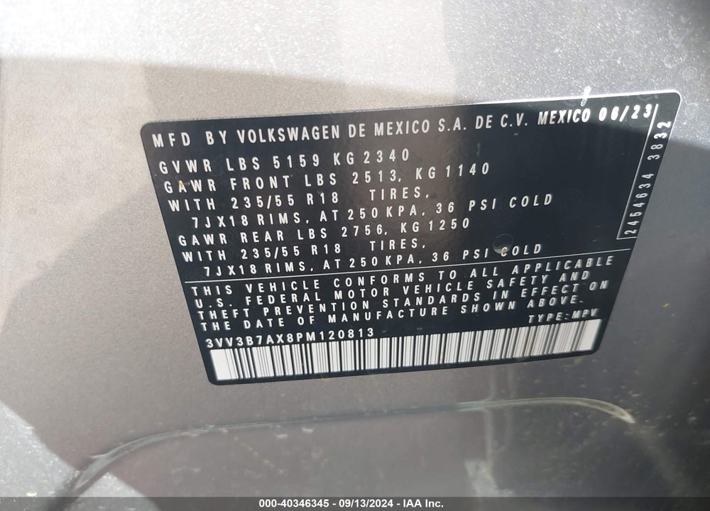 2023 VOLKSWAGEN TIGUAN 2.0T SE VIN: 3VV3B7AX8PM120813