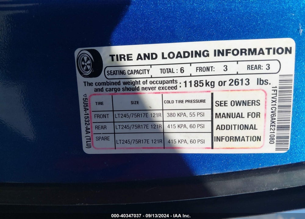 2010 FORD F-150 XL/XLT VIN: 1FTVX1CV6AKE21080