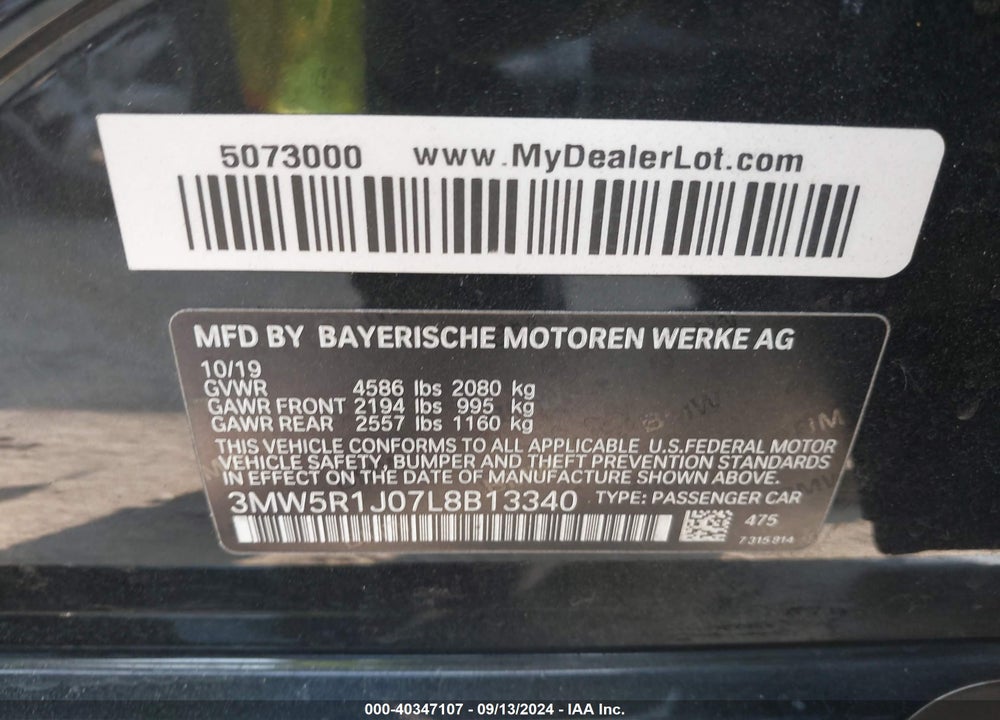 2020 BMW 330I VIN: 3MW5R1J07L8B13340