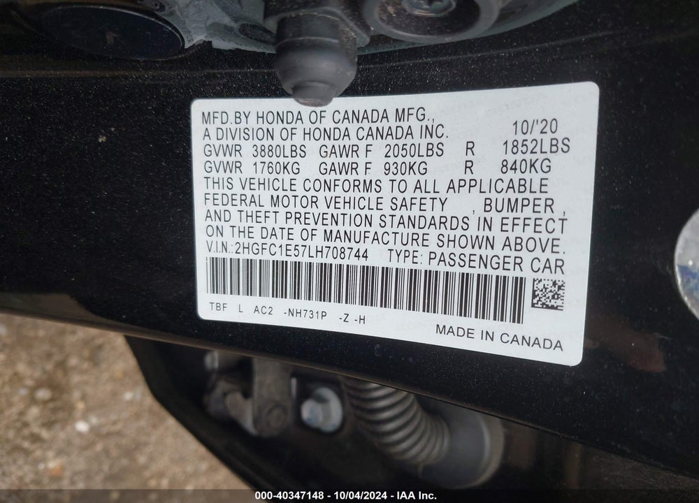 2020 HONDA CIVIC SI SEDAN VIN: 2HGFC1E57LH708744