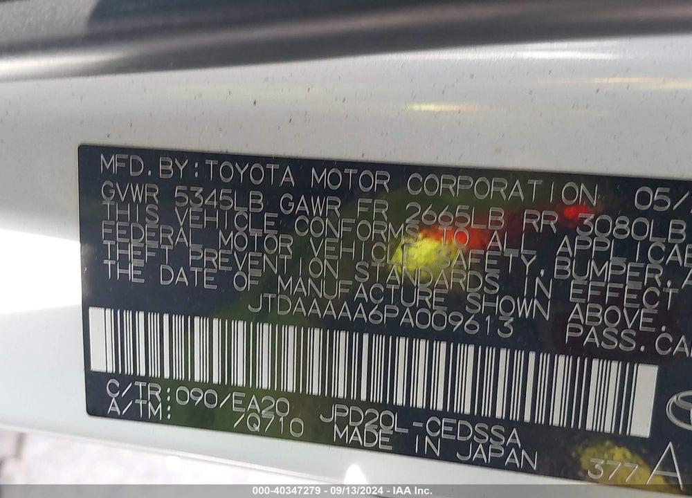 2023 TOYOTA MIRAI XLE VIN: JTDAAAAA6PA009613