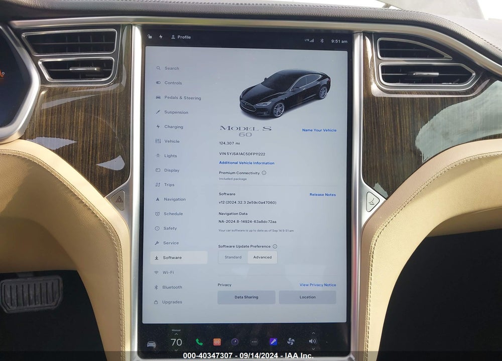 2013 TESLA MODEL S VIN: 5YJSA1AC5DFP11222