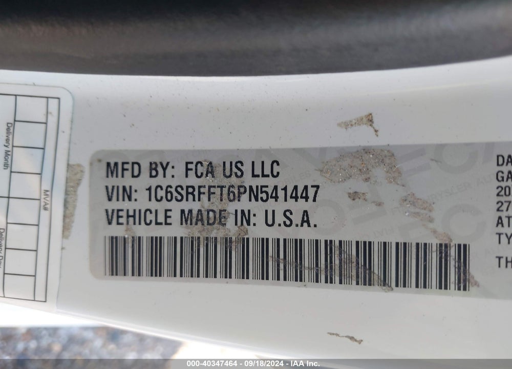 2023 RAM 1500 LONE STAR 4X4 5'7 BOX VIN: 1C6SRFFT6PN541447