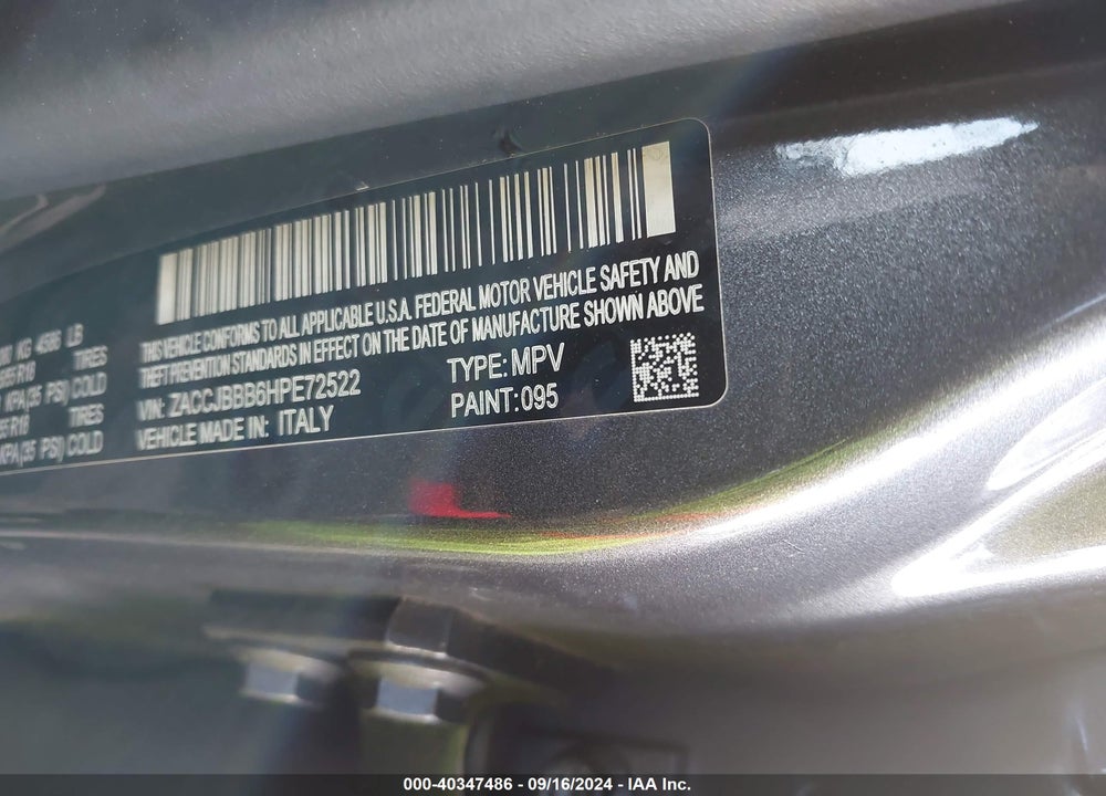 2017 JEEP RENEGADE ALTITUDE 4X4 VIN: ZACCJBBB6HPE72522