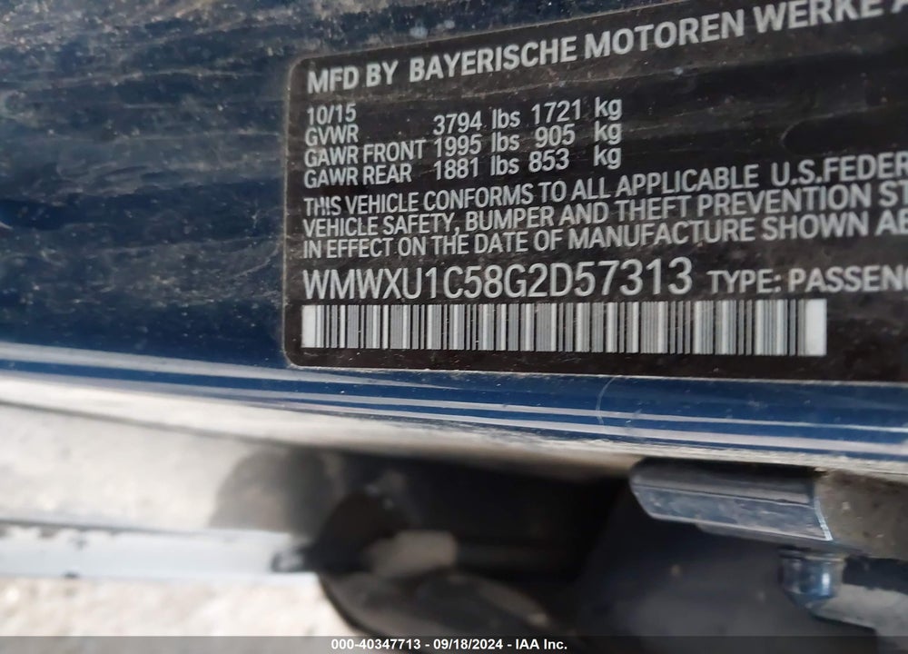 2016 MINI HARDTOP COOPER VIN: WMWXU1C58G2D57313