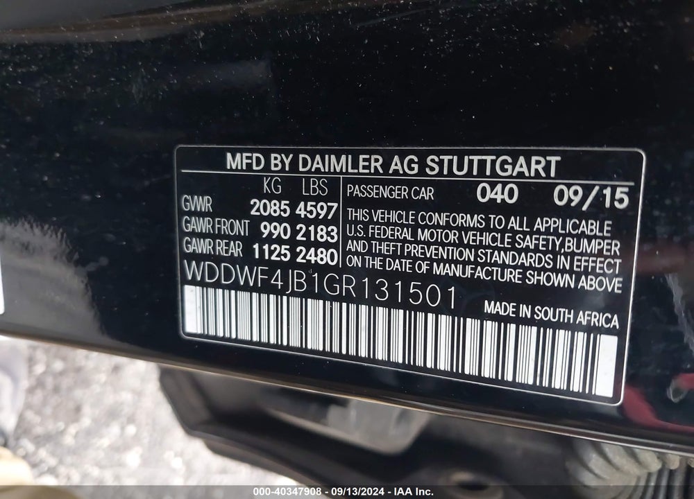 2016 MERCEDES-BENZ C 300 LUXURY/SPORT VIN: WDDWF4JB1GR131501
