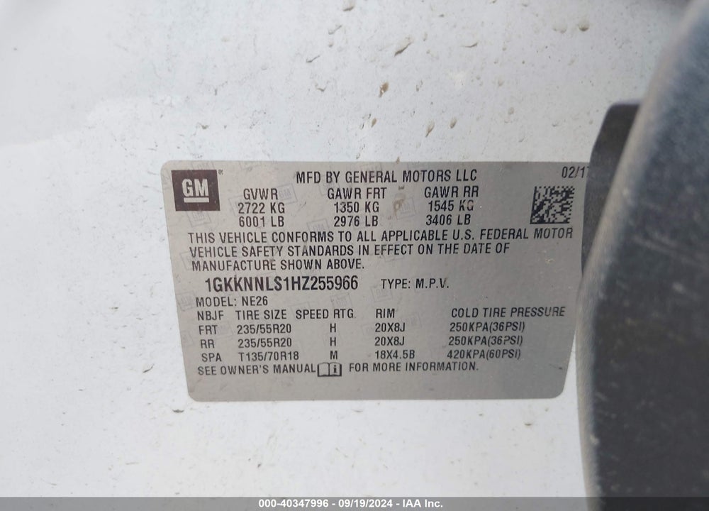 2017 GMC ACADIA SLT-2 VIN: 1GKKNNLS1HZ255966