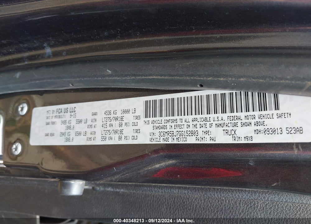 2016 RAM 2500 SLT VIN: 3C6MR5BJ7GG152803