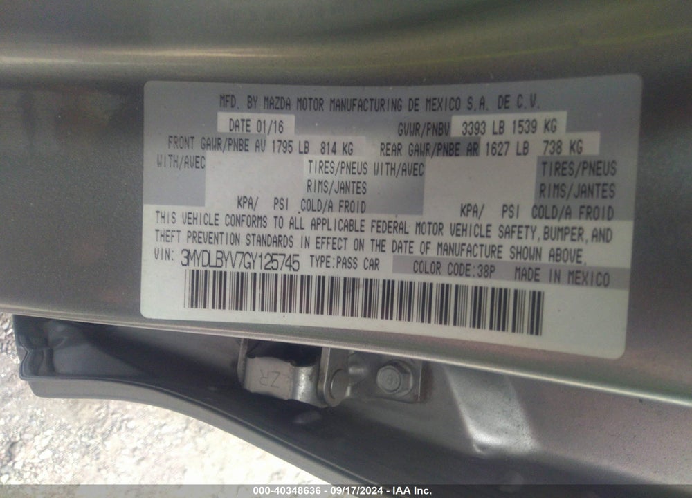 2016 TOYOTA YARIS PREMIUM VIN: 3MYDLBYV7GY125745