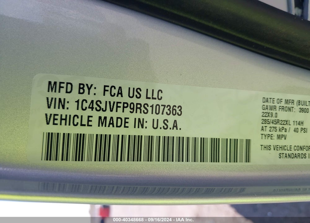 2024 JEEP GRAND WAGONEER SERIES II 4X4 VIN: 1C4SJVFP9RS107363