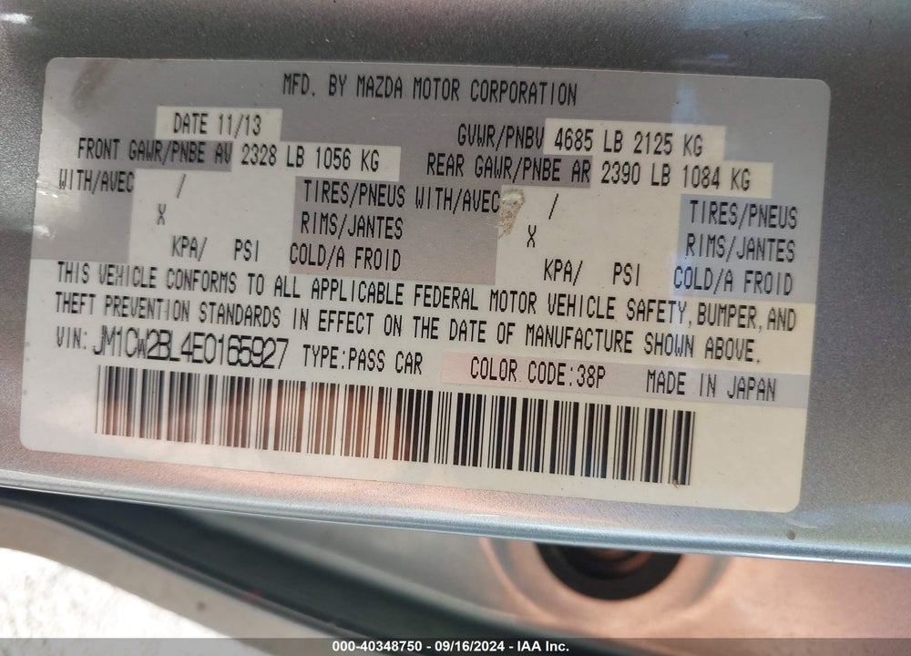 2014 MAZDA 5 SPORT VIN: JM1CW2BL4E0165927
