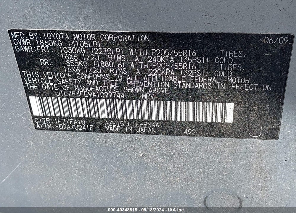 2010 SCION XB VIN: JTLZE4FE9A1099744