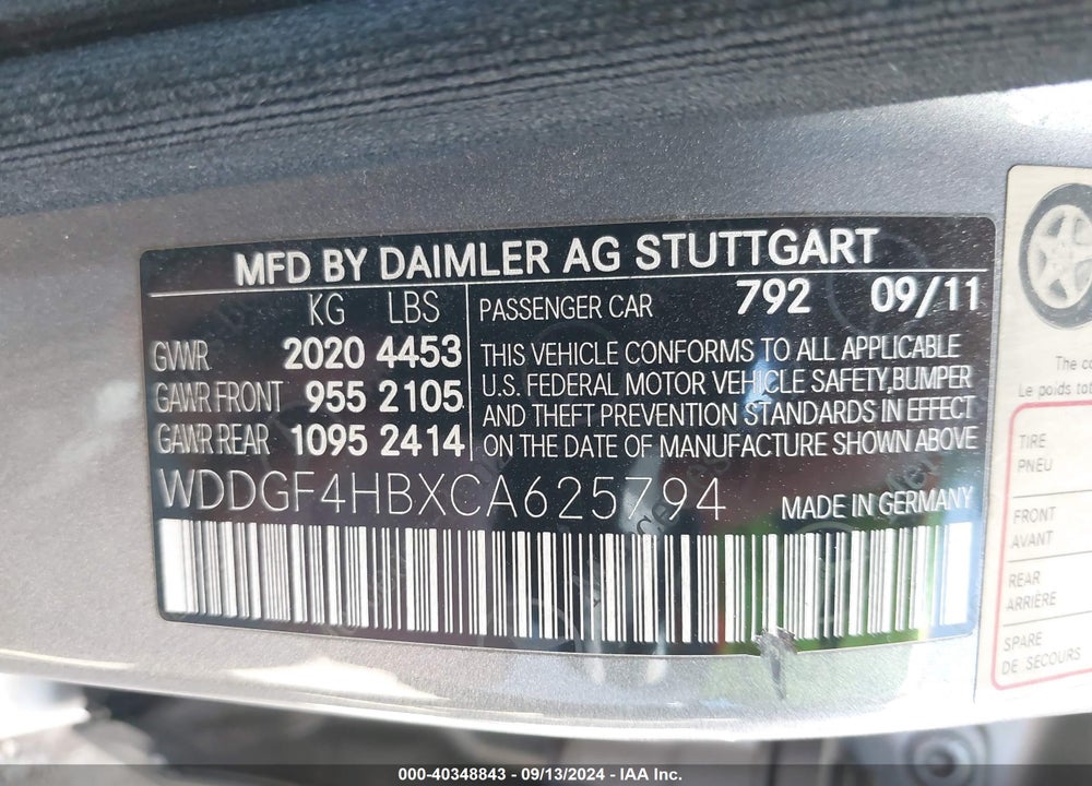 2012 MERCEDES-BENZ C 250 LUXURY/SPORT VIN: WDDGF4HBXCA625794