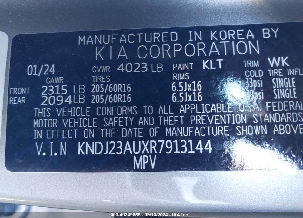 2024 KIA SOUL LX VIN: KNDJ23AUXR7913144