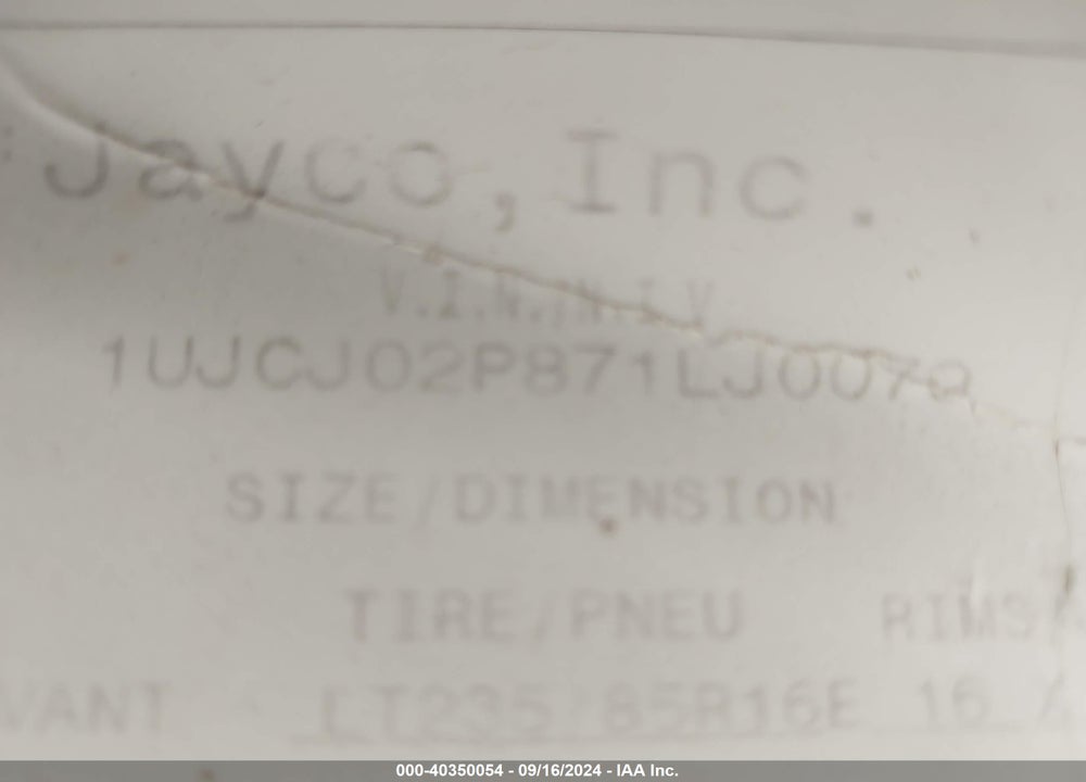 2007 OTHER JAYCO VIN: 1UJCJ02P871LJ0079