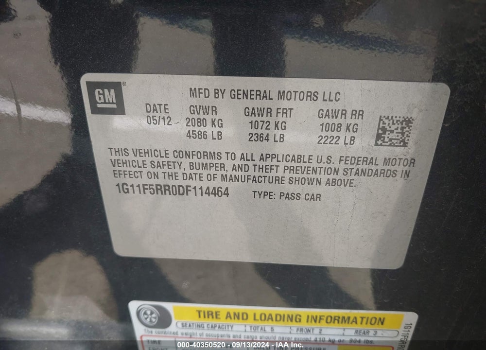 2013 CHEVROLET MALIBU ECO PREMIUM AUDIO VIN: 1G11F5RR0DF114464