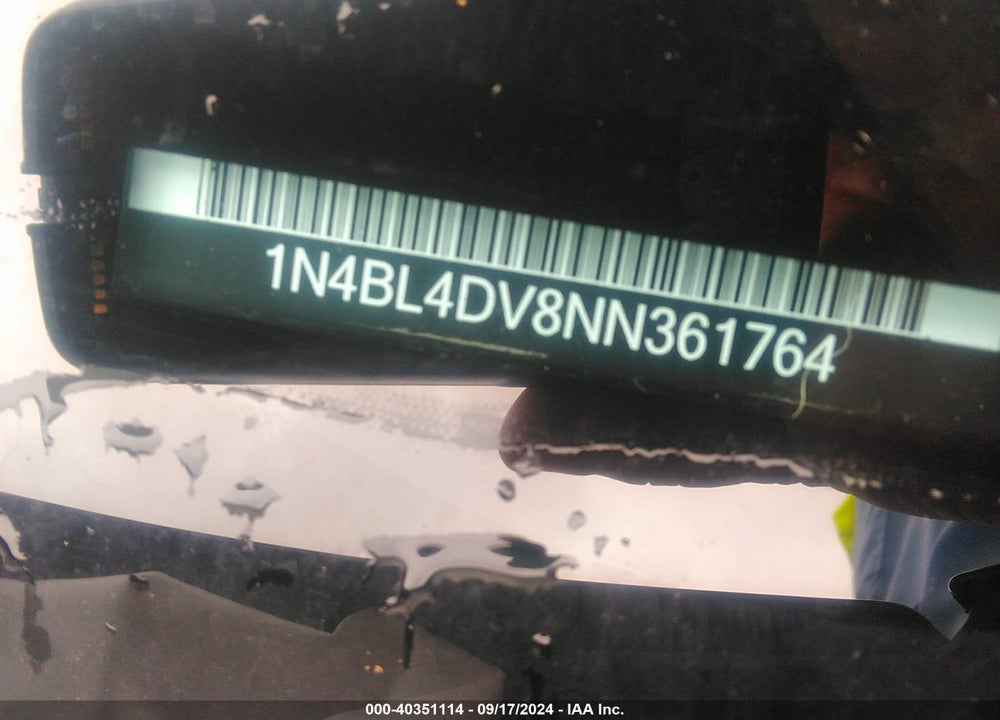 2022 NISSAN ALTIMA SV FWD VIN: 1N4BL4DV8NN361764