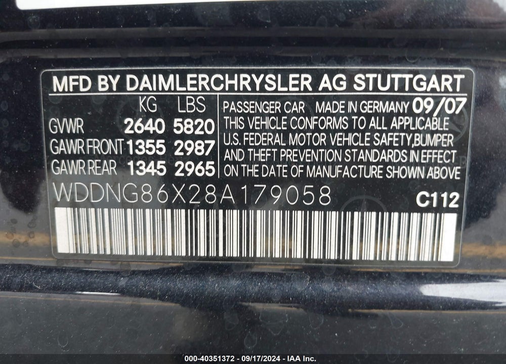 2008 MERCEDES-BENZ S 550 4MATIC VIN: WDDNG86X28A179058