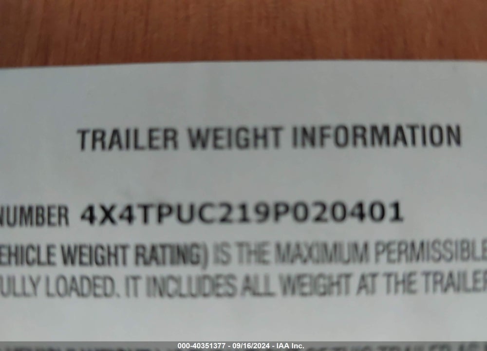 2009 PUMA TRAVEL TRAILER VIN: 4X4TPUC219P020401