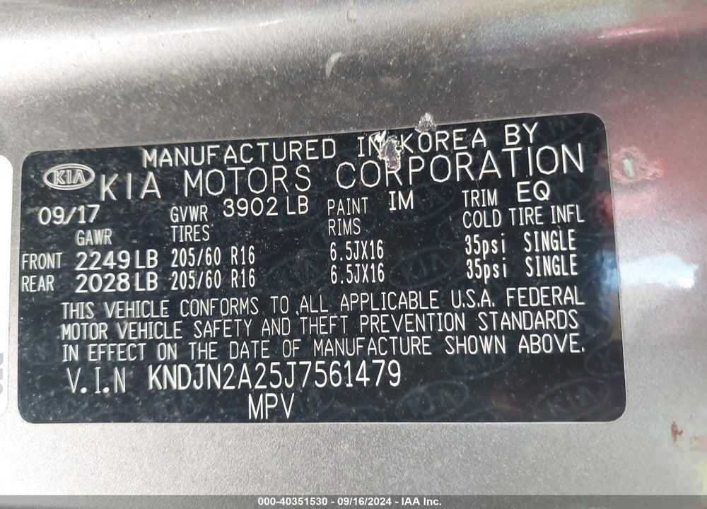 2018 KIA SOUL VIN: KNDJN2A25J7561479