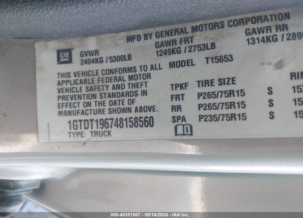2004 GMC CANYON SLE VIN: 1GTDT196748158560