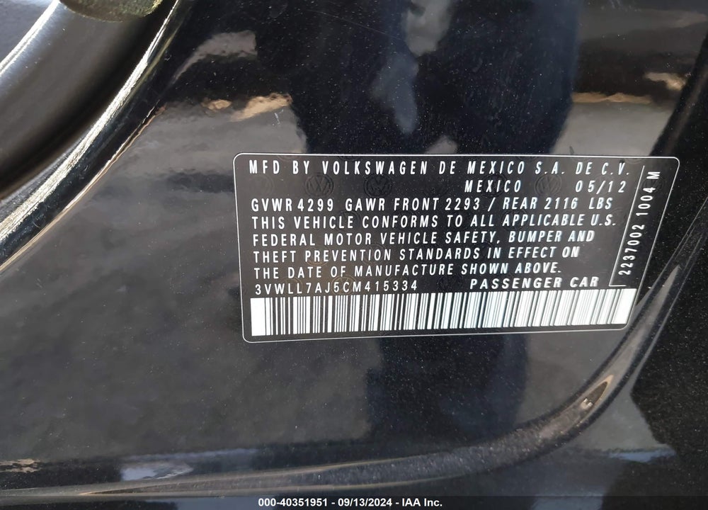 2012 VOLKSWAGEN JETTA 2.0L TDI VIN: 3VWLL7AJ5CM415334