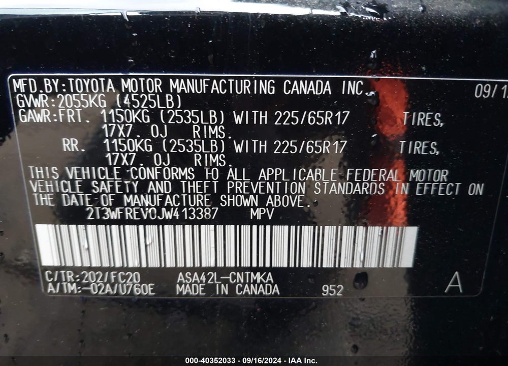 2018 TOYOTA RAV4 XLE VIN: 2T3WFREV0JW413387