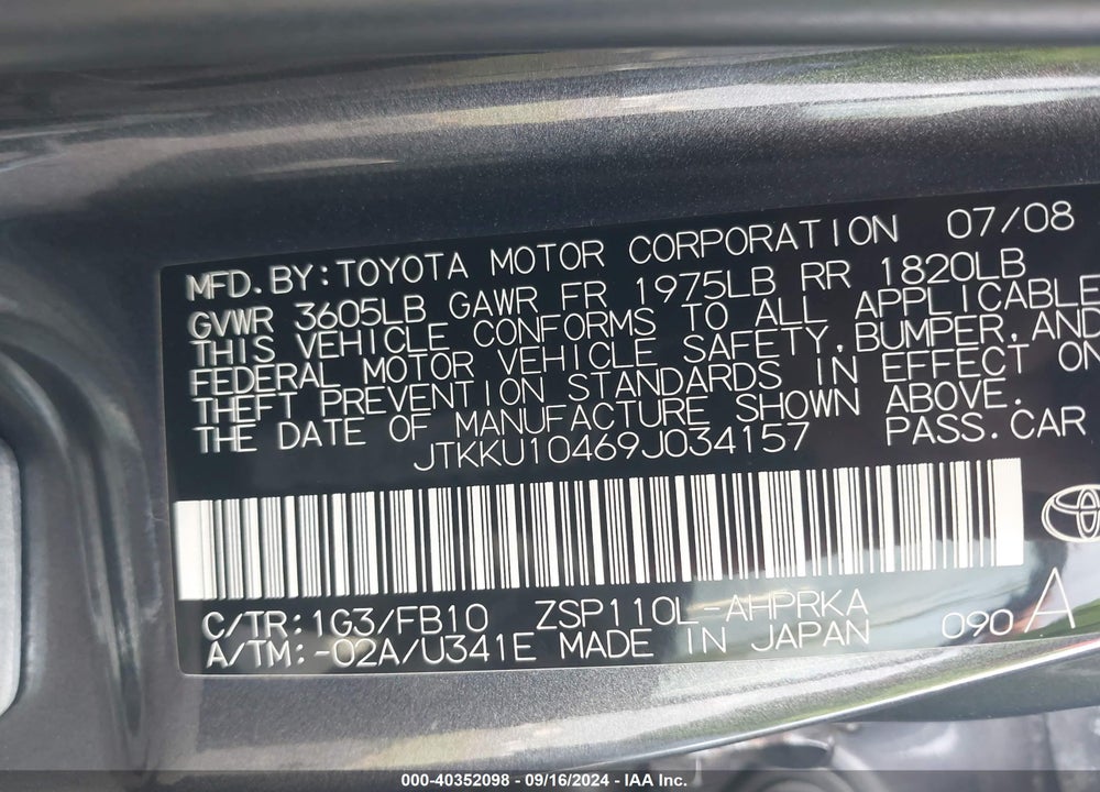 2009 SCION XD VIN: JTKKU10469J034157