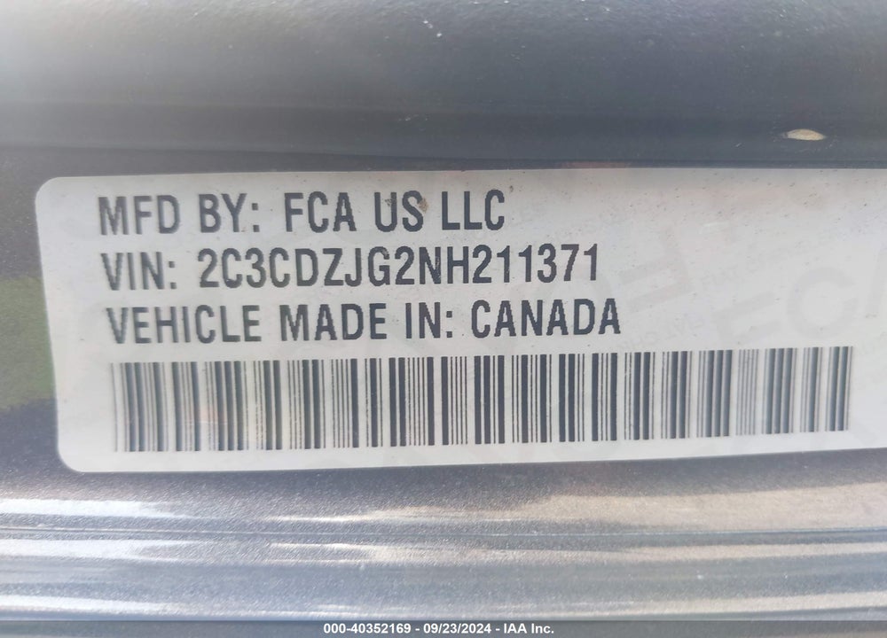 2022 DODGE CHALLENGER GT VIN: 2C3CDZJG2NH211371
