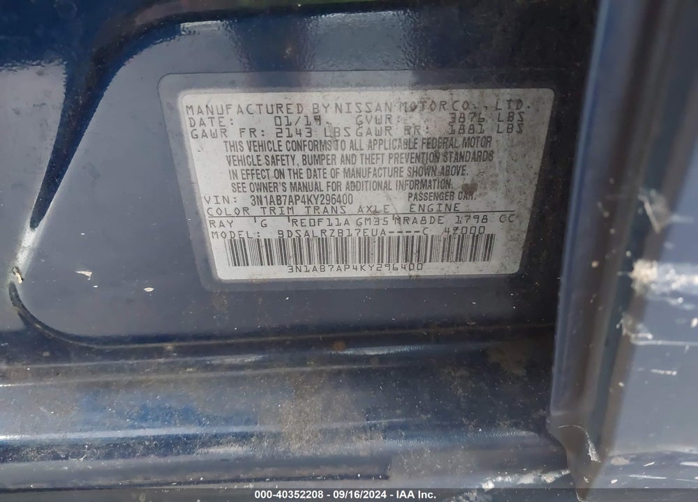 2019 NISSAN SENTRA SR VIN: 3N1AB7AP4KY296400