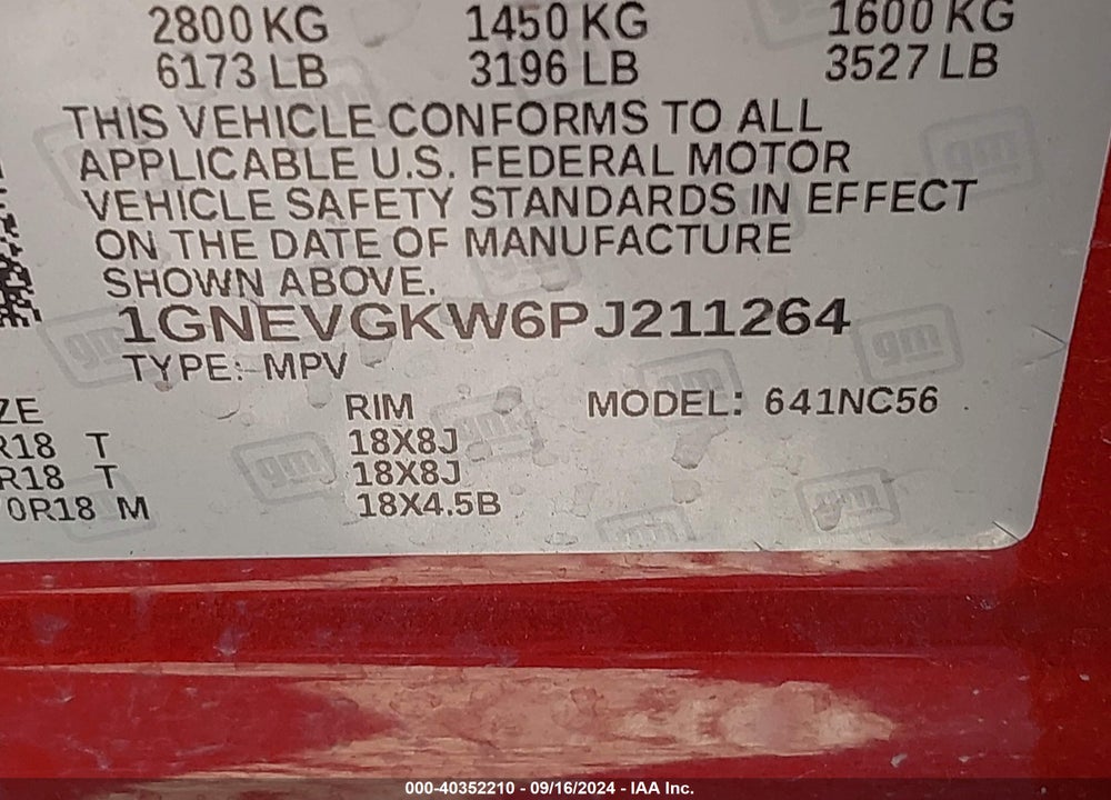 2023 CHEVROLET TRAVERSE AWD LT CLOTH VIN: 1GNEVGKW6PJ211264