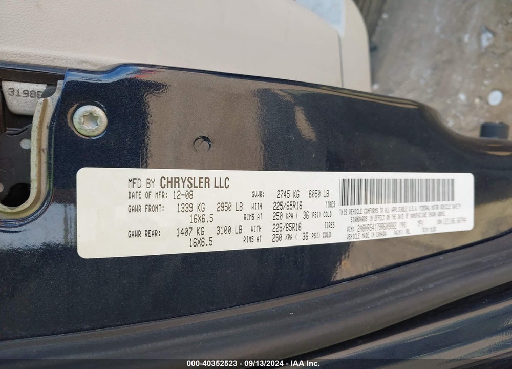 2009 CHRYSLER TOWN & COUNTRY TOURING VIN: 2A8HR54179R609882