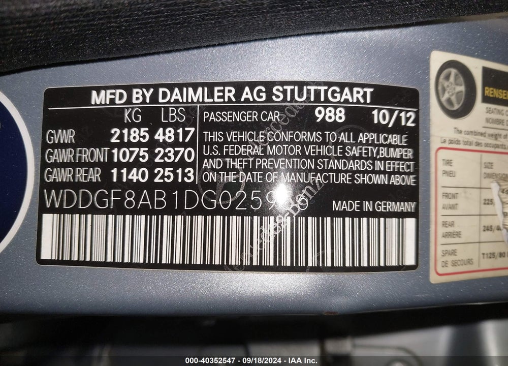 2013 MERCEDES-BENZ C 300 LUXURY 4MATIC/SPORT 4MATIC VIN: WDDGF8AB1DG025956