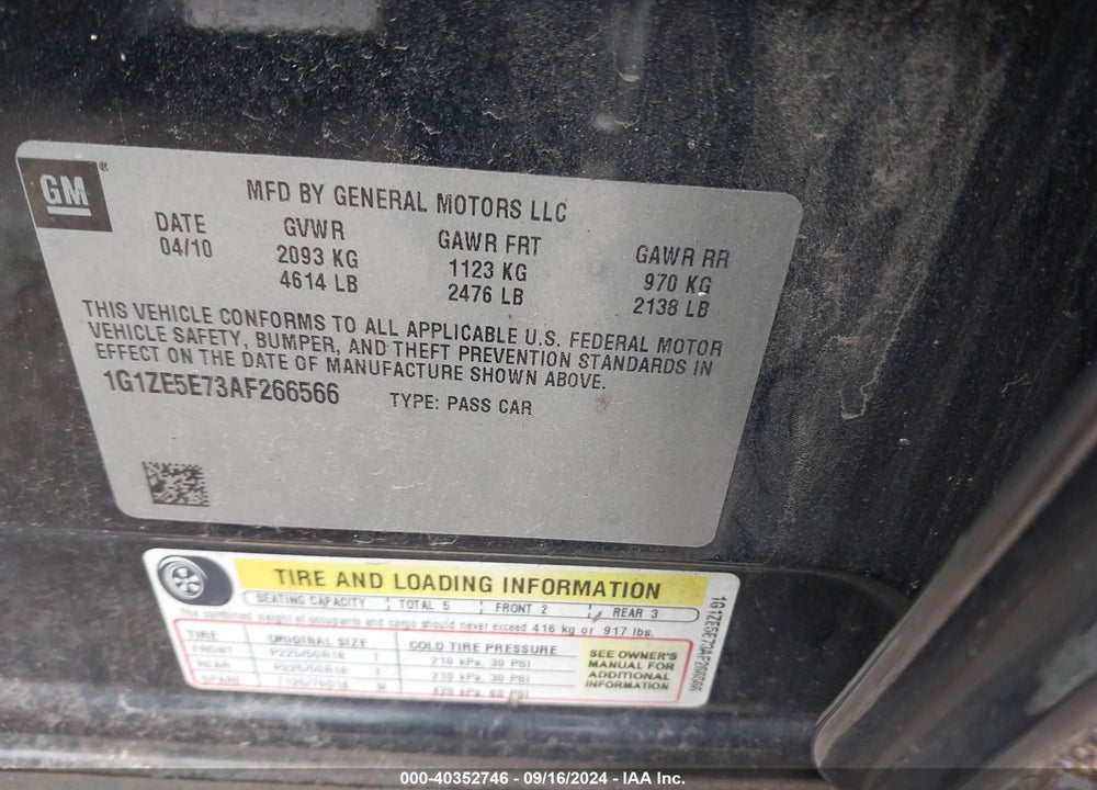 2010 CHEVROLET MALIBU LTZ VIN: 1G1ZE5E73AF266566