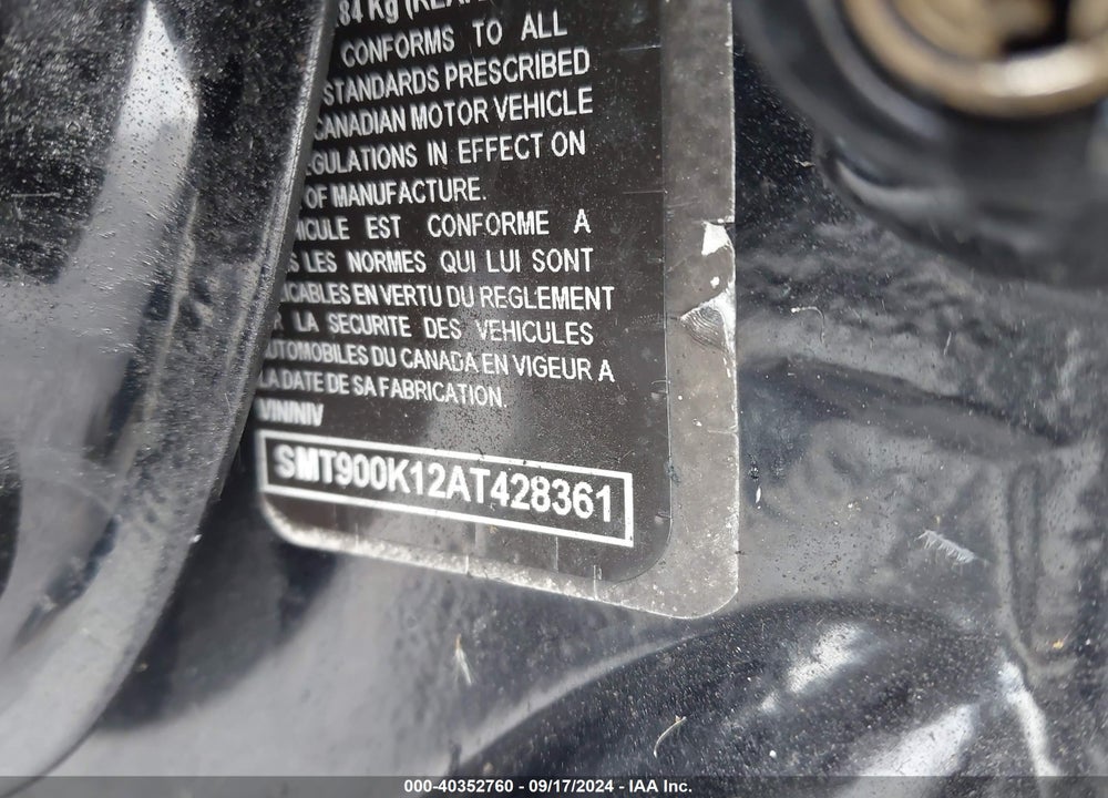 2010 TRIUMPH MOTORCYCLE BONNEVILLE VIN: SMT900K12AT428361