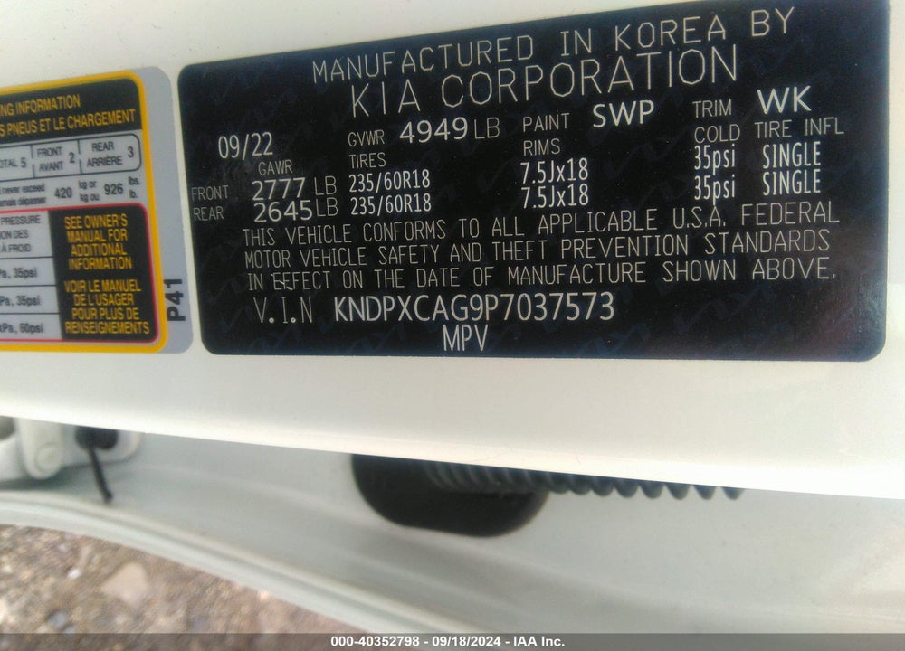 2023 KIA SPORTAGE HYBRID SX-PRESTIGE VIN: KNDPXCAG9P7037573