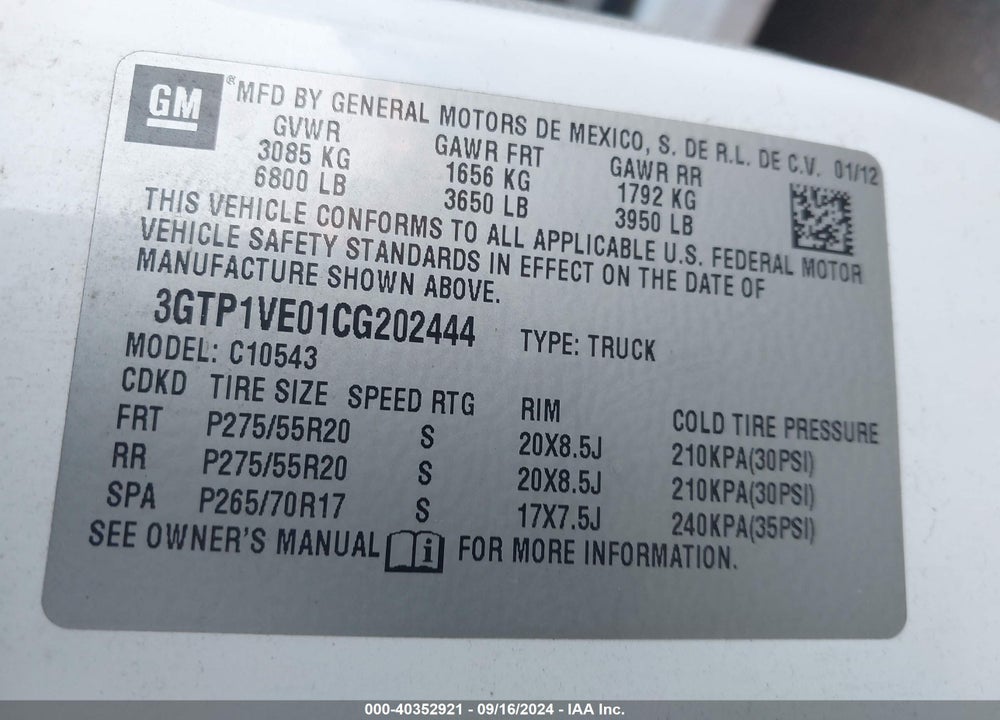 2012 GMC SIERRA 1500 SLE VIN: 3GTP1VE01CG202444