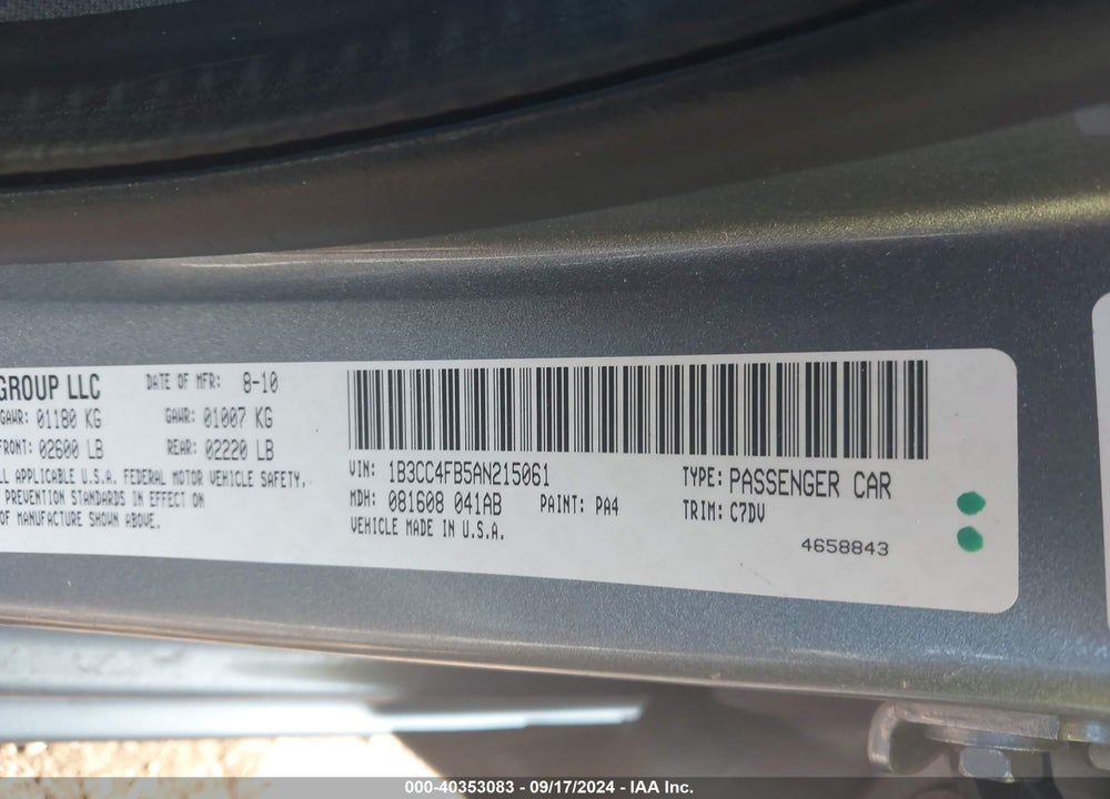 2010 DODGE AVENGER SXT VIN: 1B3CC4FB5AN215061