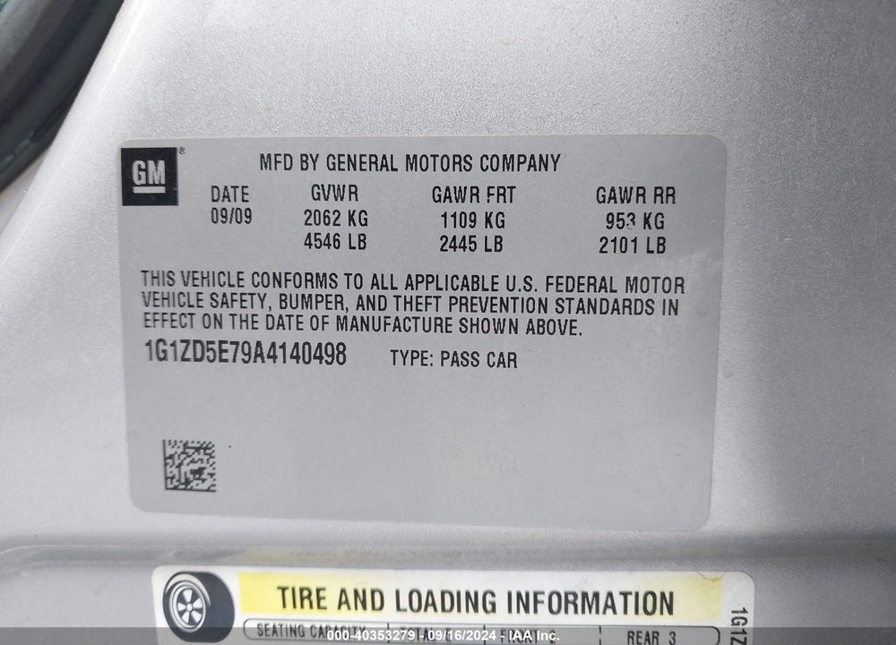 2010 CHEVROLET MALIBU LT VIN: 1G1ZD5E79A4140498
