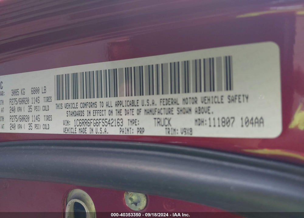 2015 RAM 1500 EXPRESS VIN: 1C6RR6FG6FS542163