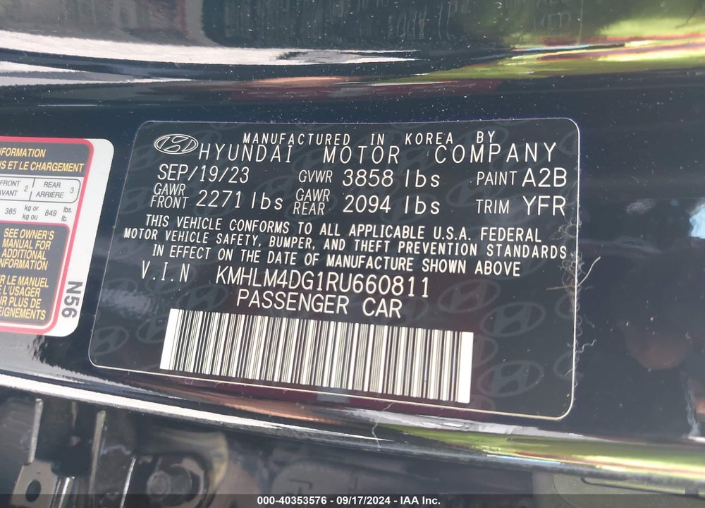 2024 HYUNDAI ELANTRA SEL VIN: KMHLM4DG1RU660811