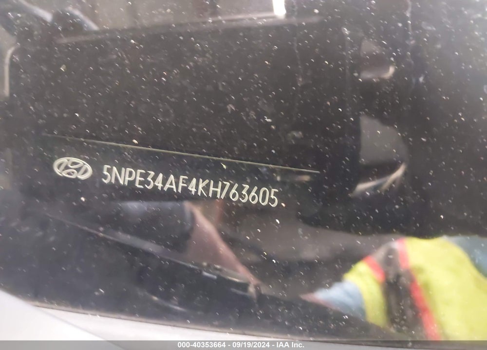 2019 HYUNDAI SONATA SEL VIN: 5NPE34AF4KH763605