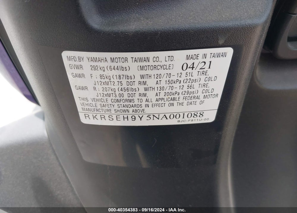 2022 YAMAHA YW125 VIN: RKRSEH9Y5NA001088