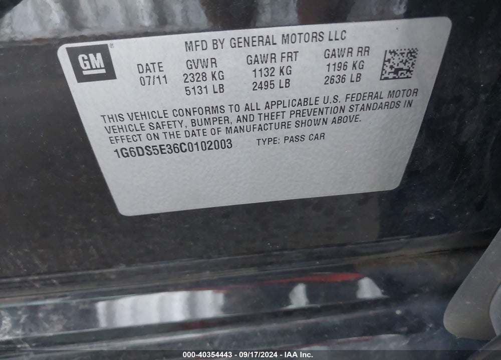 2012 CADILLAC CTS PREMIUM VIN: 1G6DS5E36C0102003