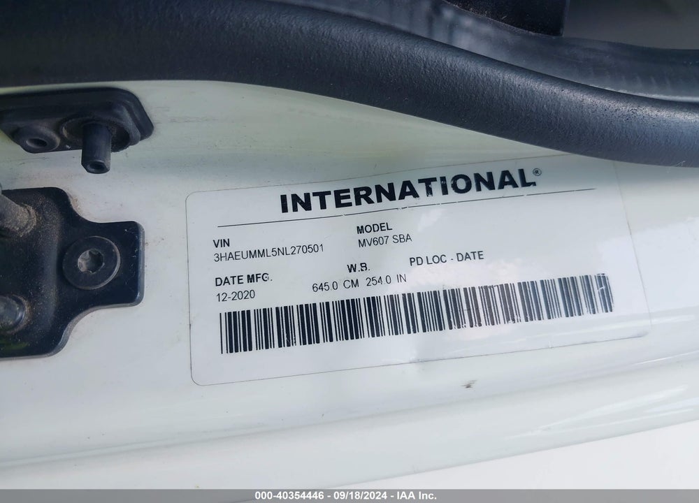 2022 INTERNATIONAL MV VIN: 3HAEUMML5NL270501
