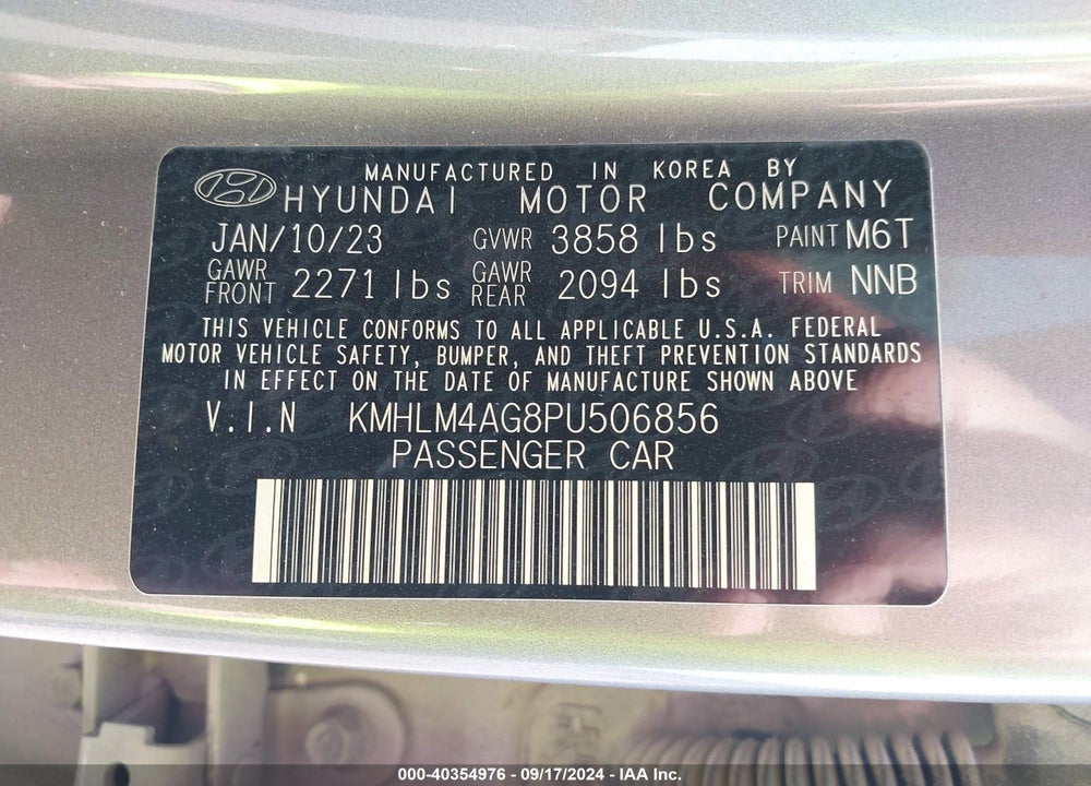 2023 HYUNDAI ELANTRA SEL VIN: KMHLM4AG8PU506856