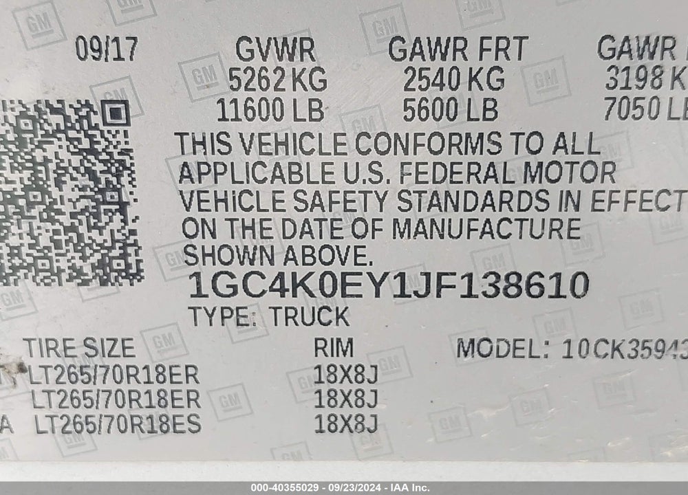 2018 CHEVROLET SILVERADO 3500HD LTZ VIN: 1GC4K0EY1JF138610