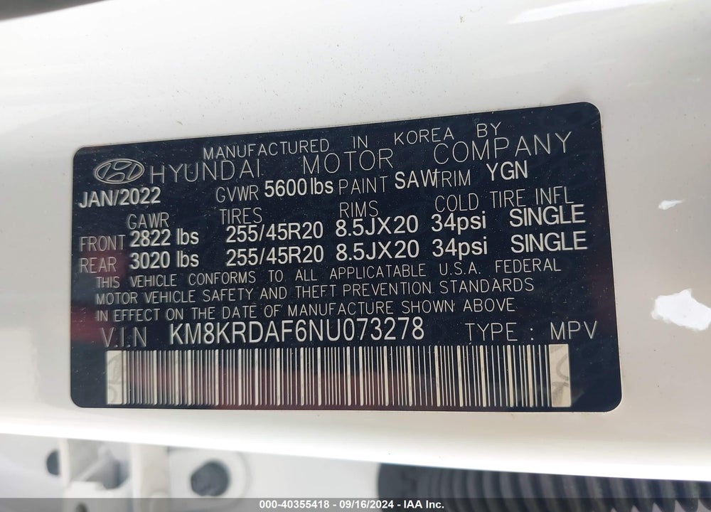 2022 HYUNDAI IONIQ 5 LIMITED VIN: KM8KRDAF6NU073278