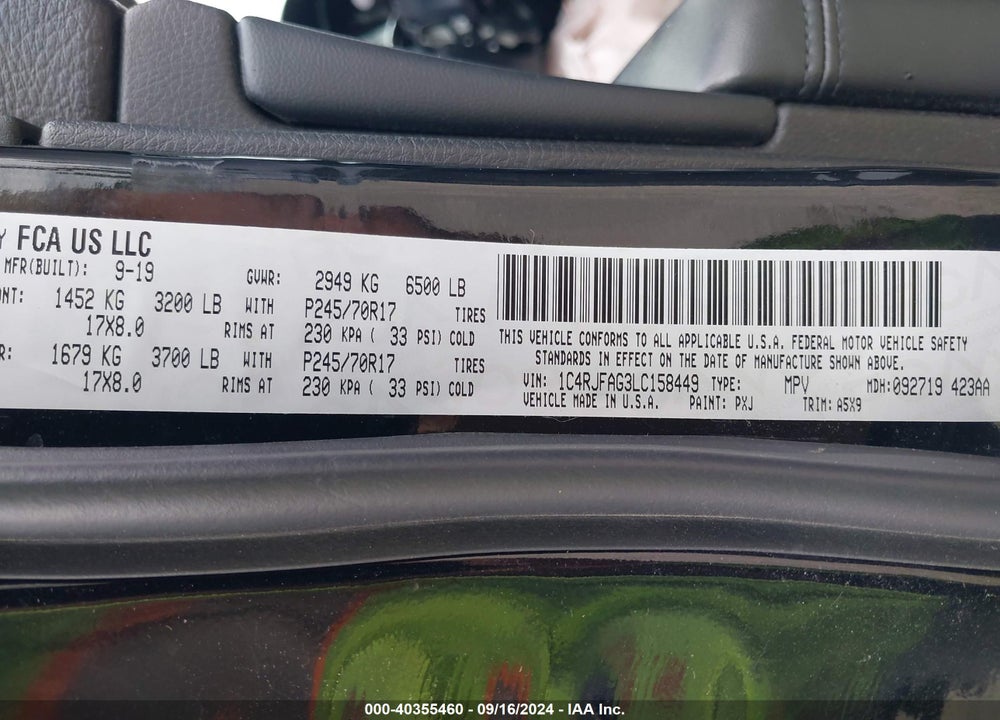 2020 JEEP GRAND CHEROKEE LAREDO E 4X4 VIN: 1C4RJFAG3LC158449