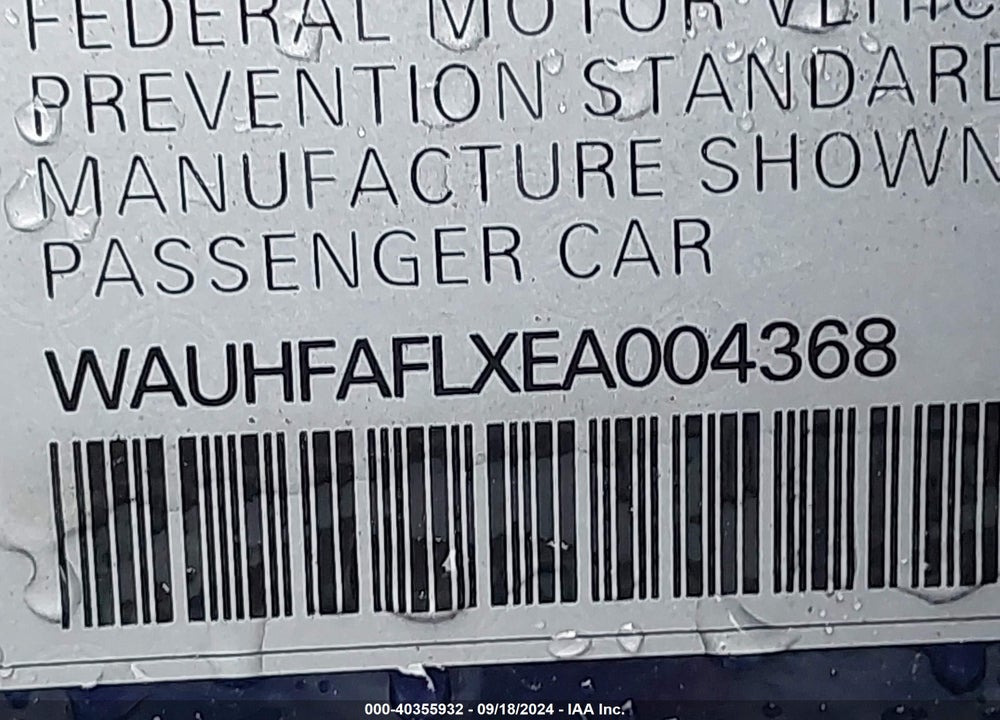 2014 AUDI A4 2.0T PREMIUM VIN: WAUHFAFLXEA004368